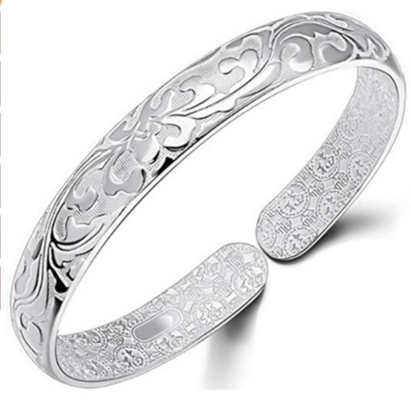 Sterling Silver Bangle Bracelet 925 Sterling Silver Bracelet Bangle Adjustable - Picture 1 of 9